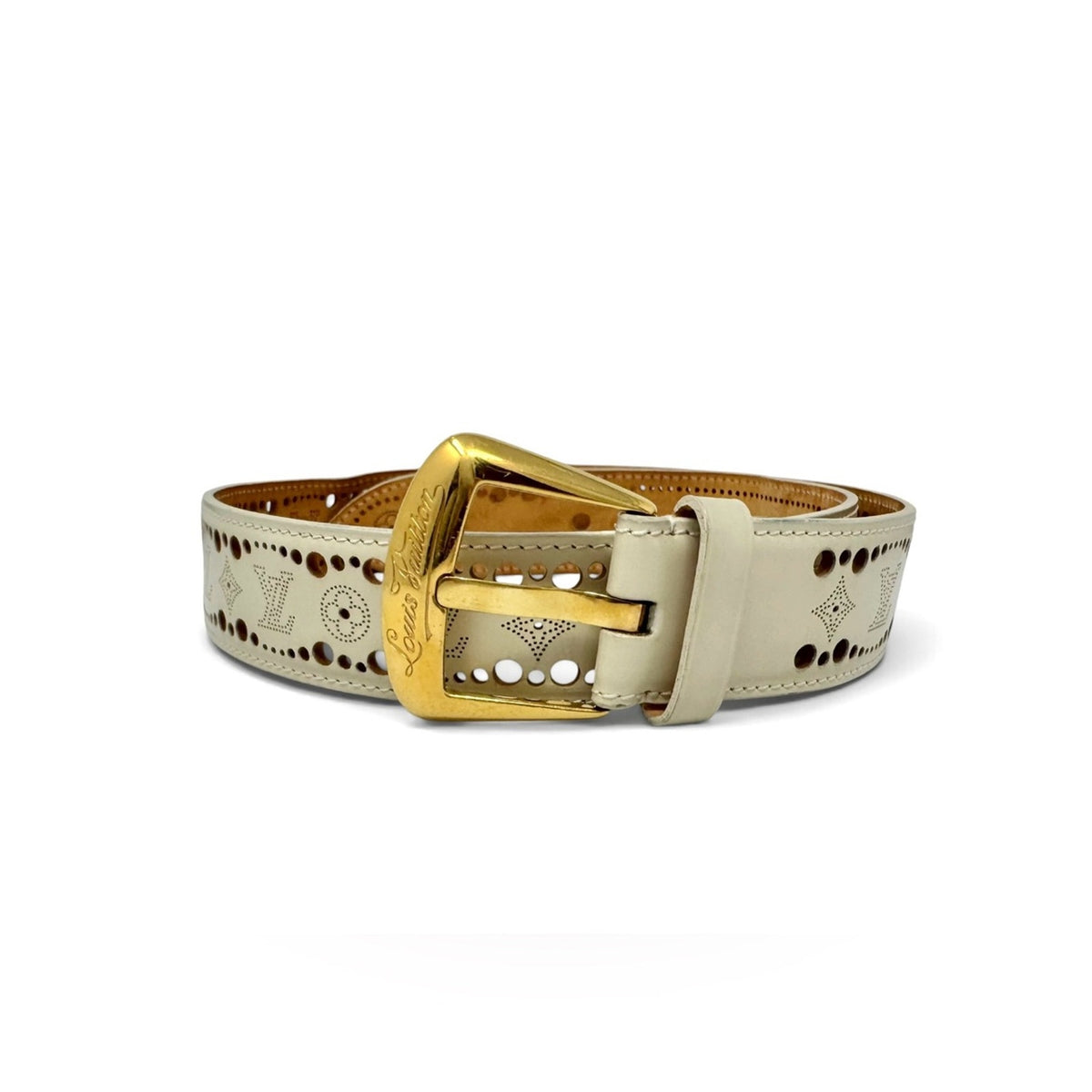 Louis Vuitton Ivory Leather Phoenix Belt - Size 85/34