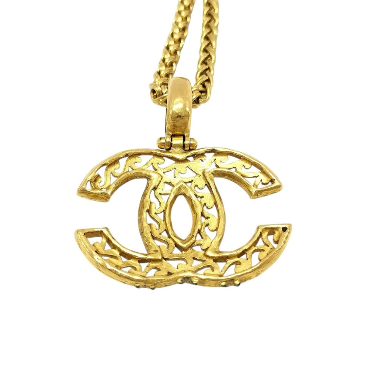 Chanel Gold-Plated Coco Mark CC Filigree Pendant Necklace