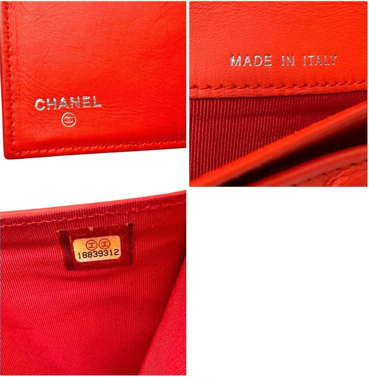 Chanel Red and Gold Stripe Patent Flap Wallet