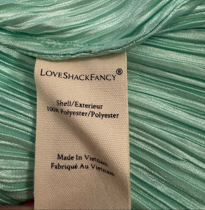 LoveShackFancy Green Pleated Long-Sleeve Mini Dress - Size 0