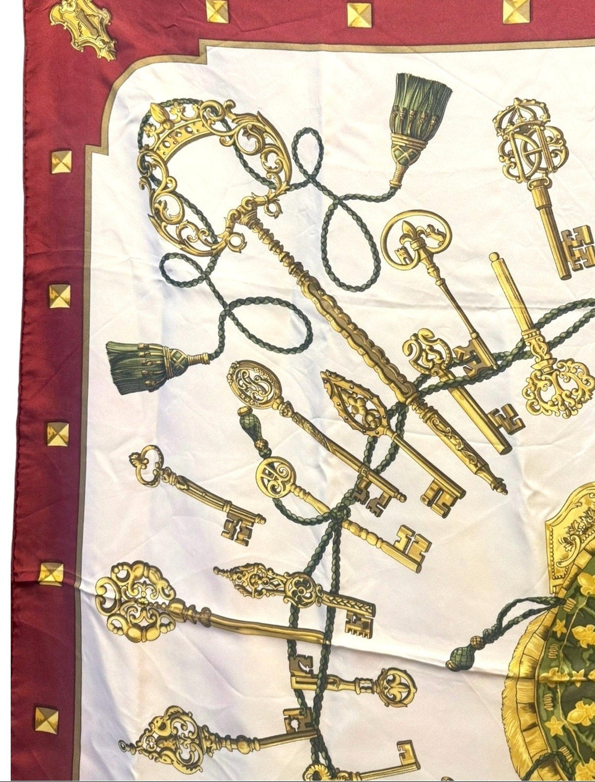 Hermes Les Cles Carre 90 Silk Scarf - Burgundy
