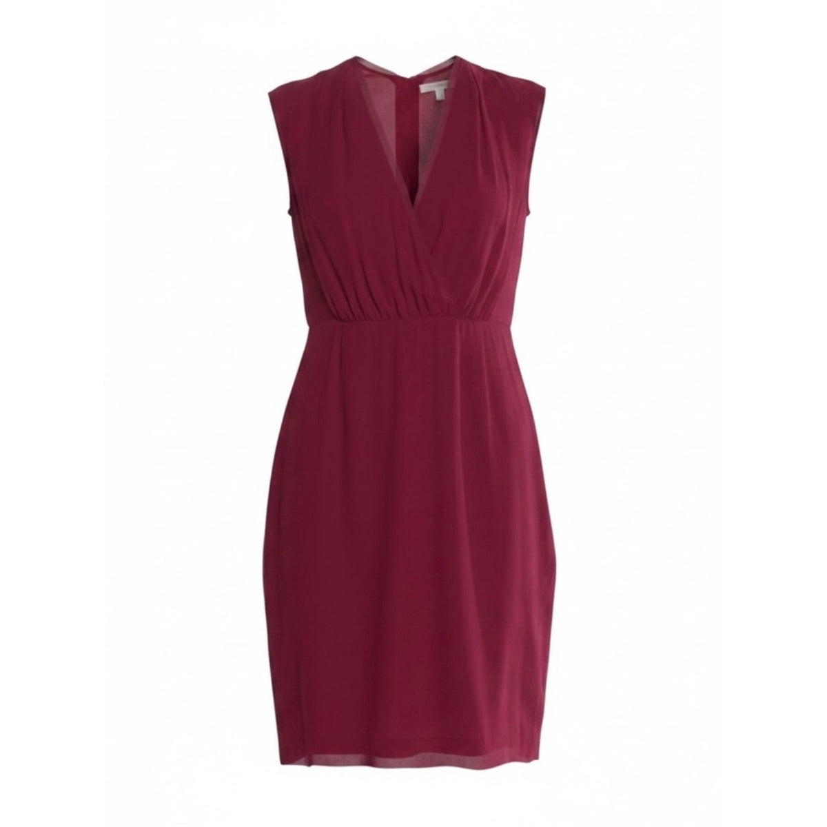 Burberry London Burgundy Silk V- Neck Mini Dress - US 4