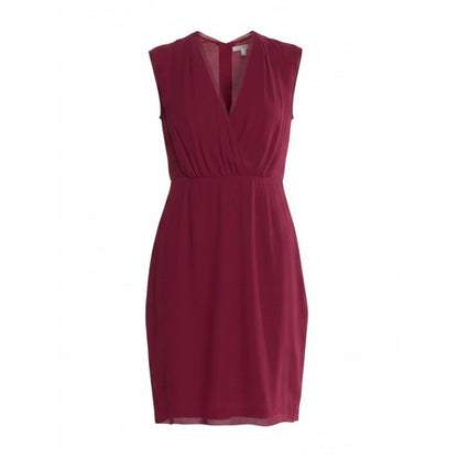 Burberry London Burgundy Silk V- Neck Mini Dress - US 4