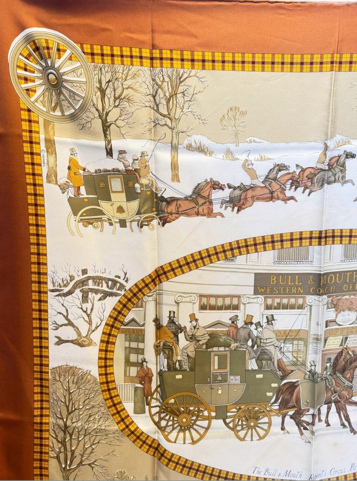 Hermes L’Hiver en Poste Carre 90 Silk Scarf