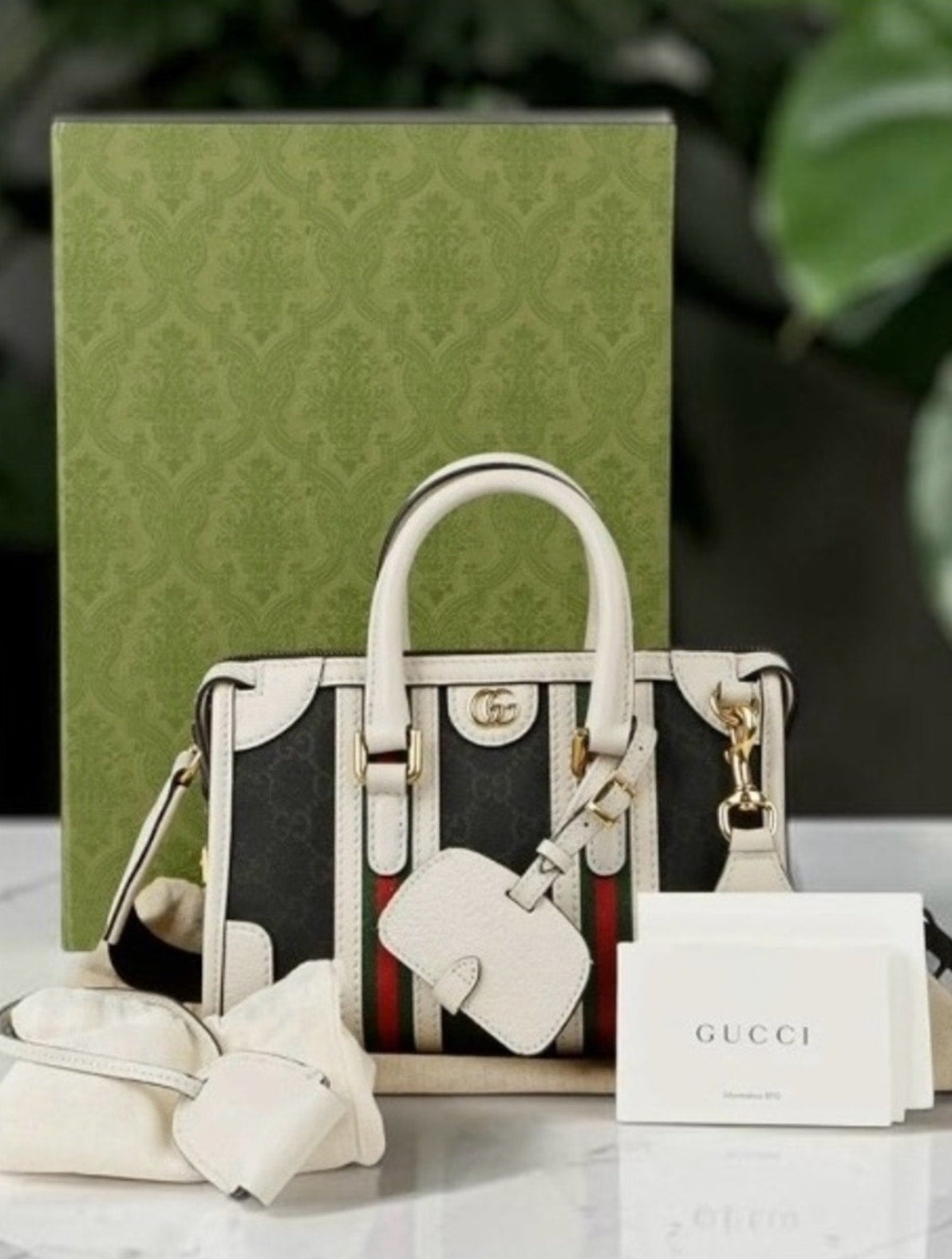 Gucci Bauletto Black and White Mini Top Handle Bag