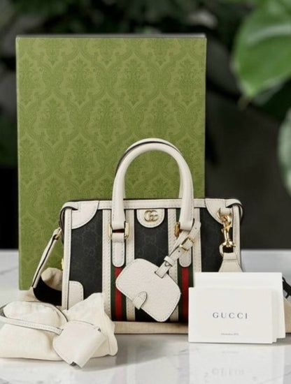 Gucci Bauletto Black and White Mini Top Handle Bag