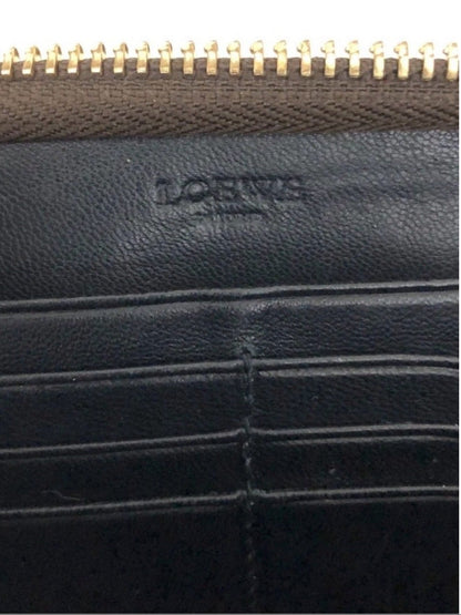 Loewe Dark Brown Leather Anagram Zip Around Wallet