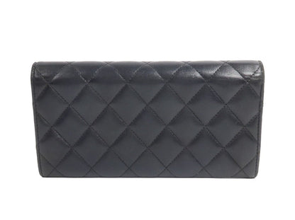 Chanel Black Quilted Lambskin Leather Flap Wallet