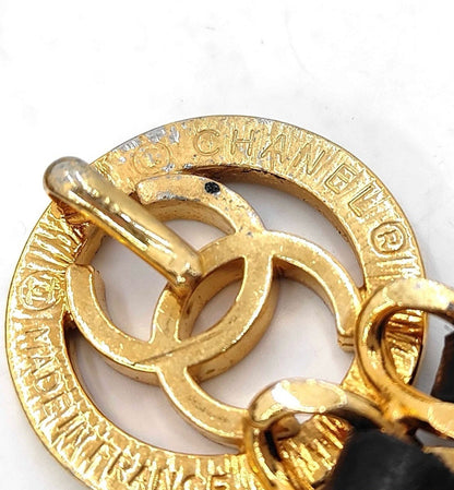 Chanel Black Leather Woven Gold-Plated Belt