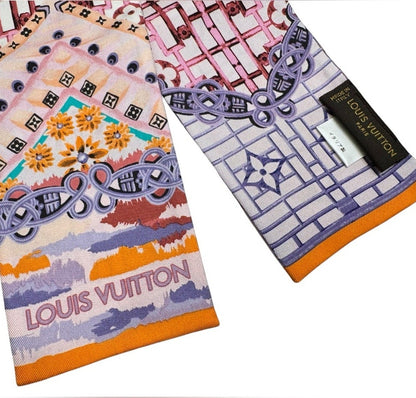 Louis Vuitton Multicolor Patterned Silk Bandeau Twilly Scarf