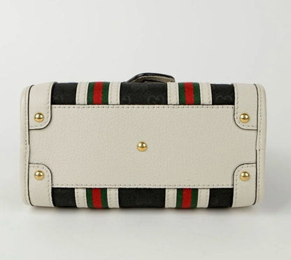 Gucci Bauletto Black and White Mini Top Handle Bag