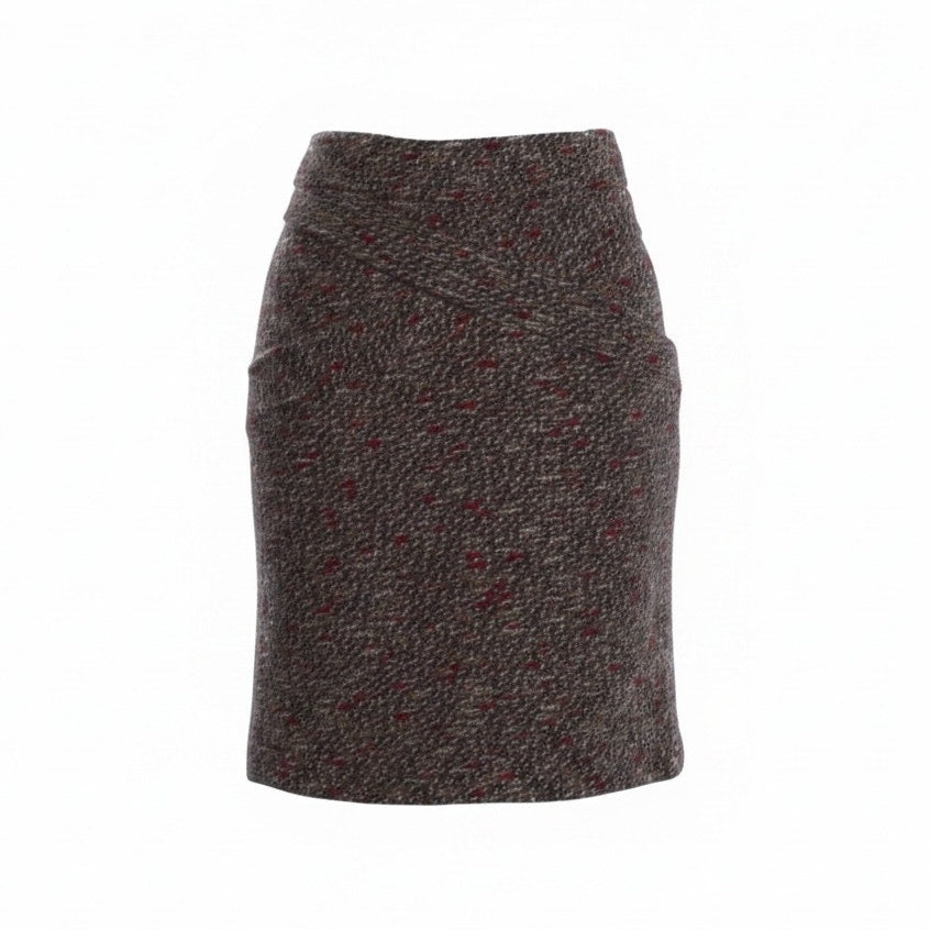 Chanel Navy, Grey, and Red Tweed Mini Skirt - US 8