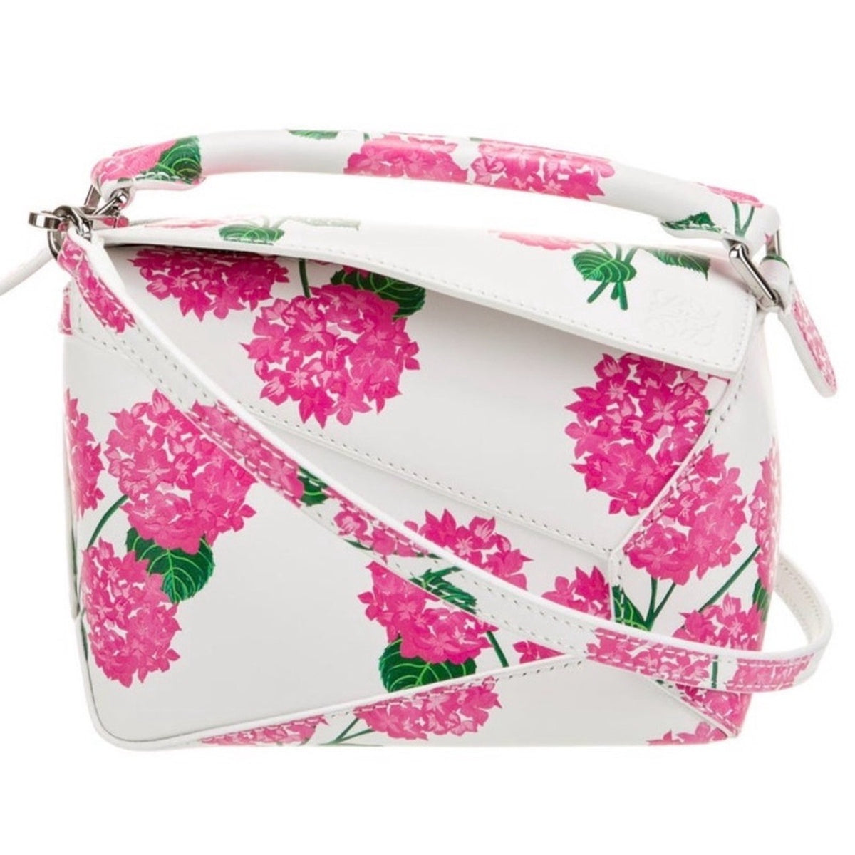 Loewe White and Pink Floral Mini Puzzle Bag