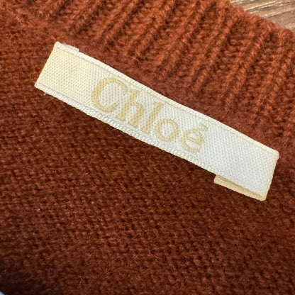 Chloe Burgundy Cashmere V-Neck Sweater - Medium