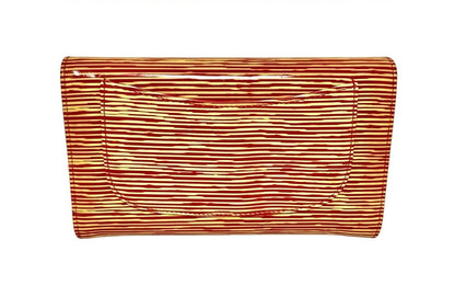 Chanel Red and Gold Stripe Patent Flap Wallet