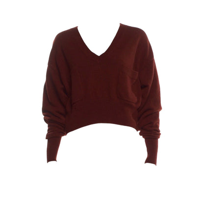 Chloe Burgundy Cashmere V-Neck Sweater - Medium