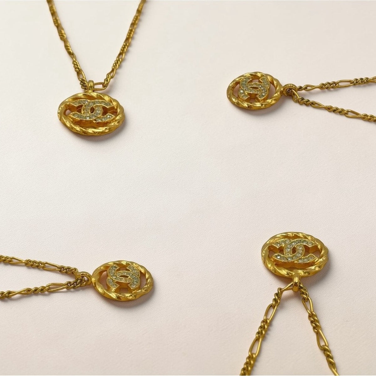 Chanel Gold-Plated Coco Mark Rhinestone Necklace