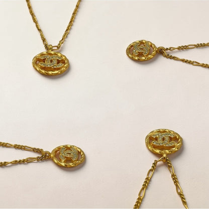 Chanel Gold-Plated Coco Mark Rhinestone Necklace