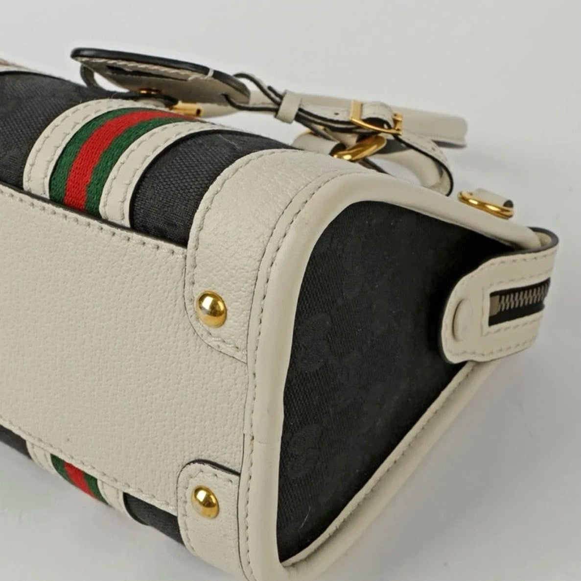 Gucci Bauletto Black and White Mini Top Handle Bag