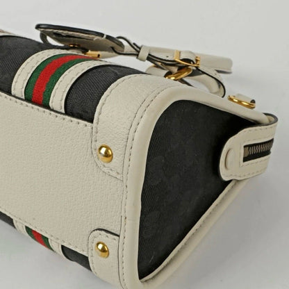 Gucci Bauletto Black and White Mini Top Handle Bag