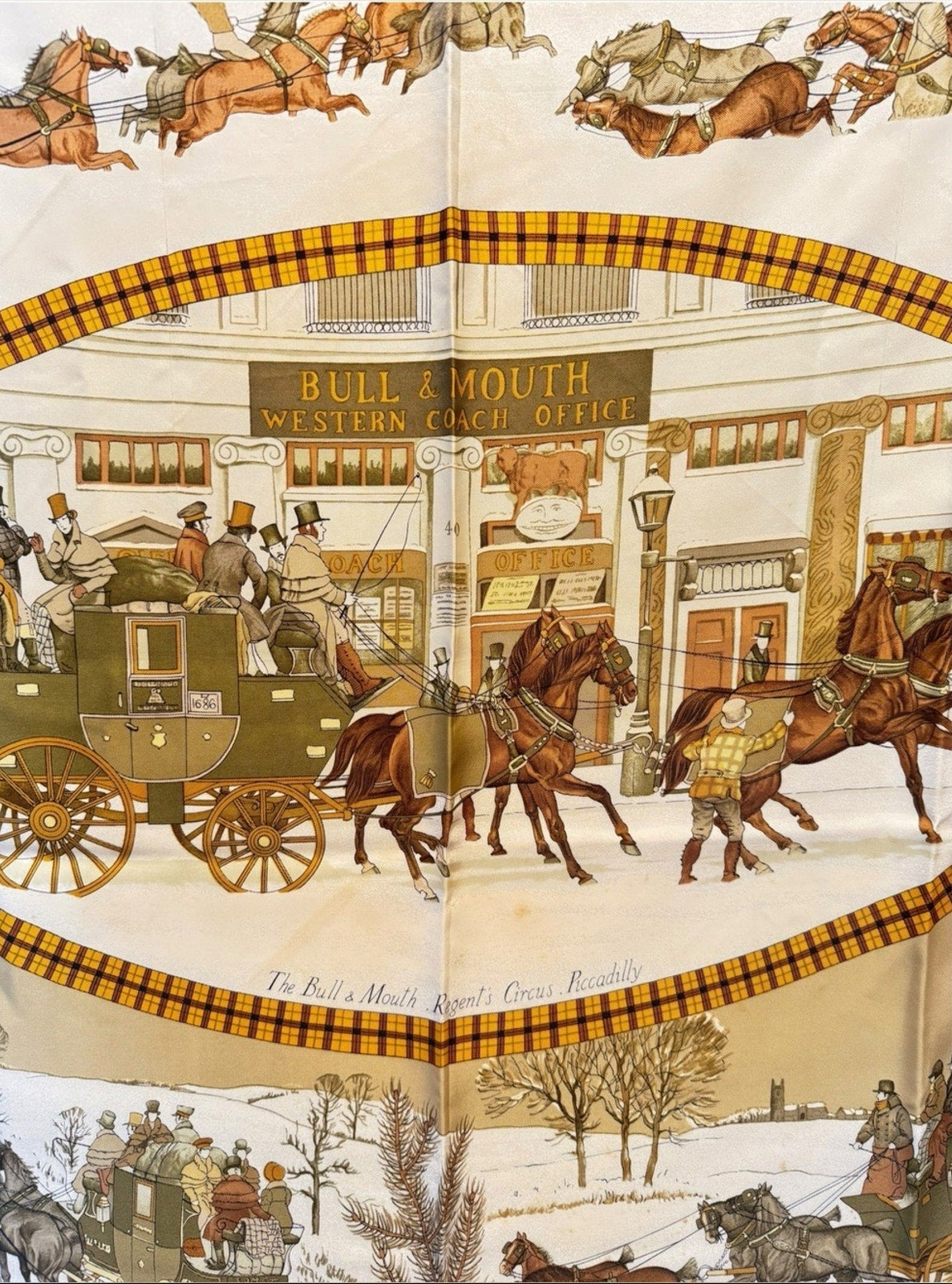 Hermes L’Hiver en Poste Carre 90 Silk Scarf
