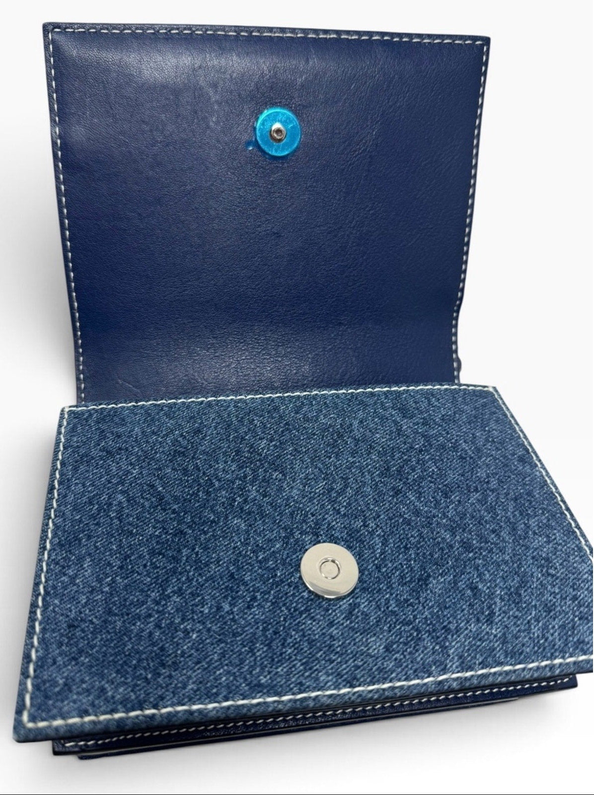Alexander McQueen Denim Mini Jeweled Knuckle 2-Way Bag