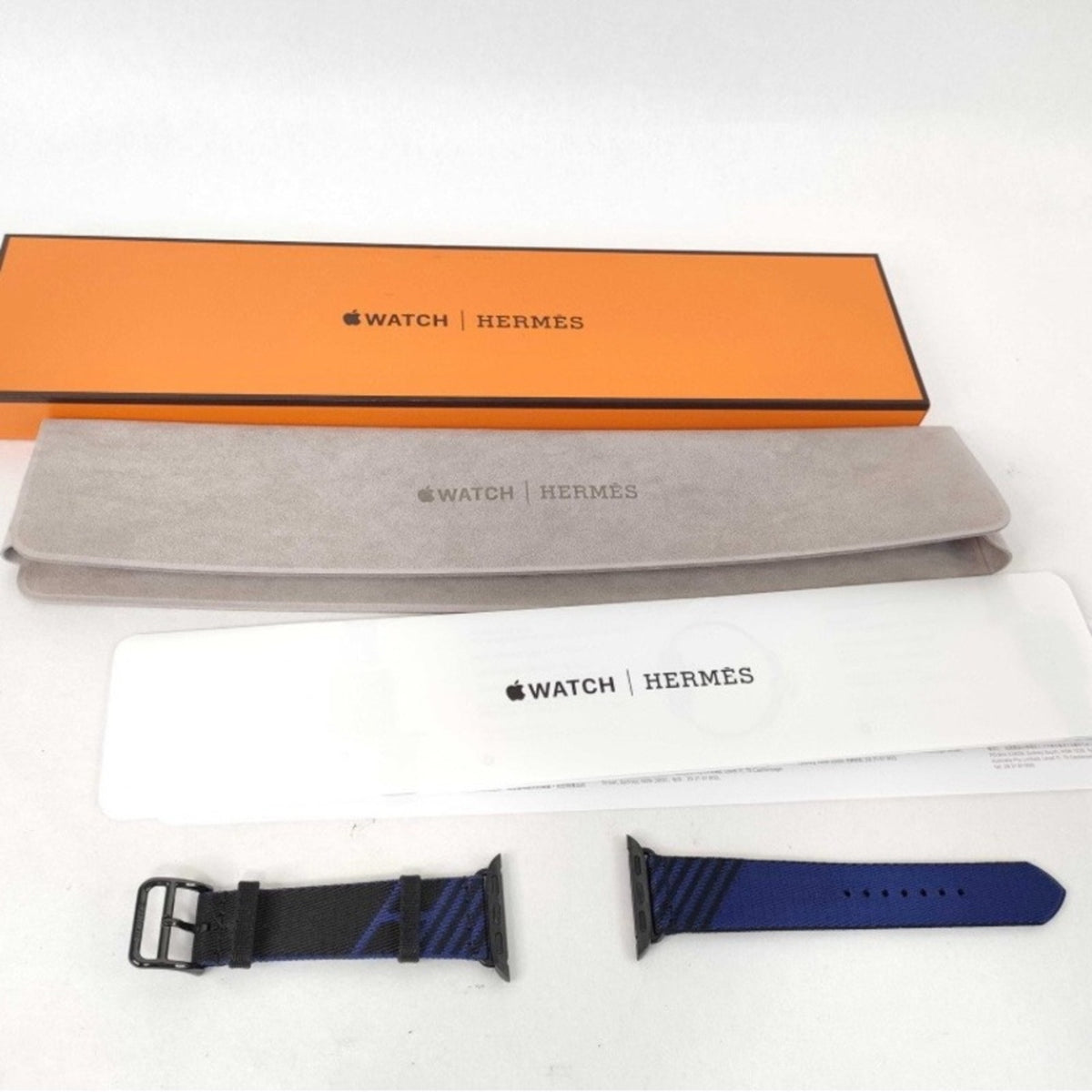 Hermes Blue and Black Canvas Apple Watch Band - 40mm
