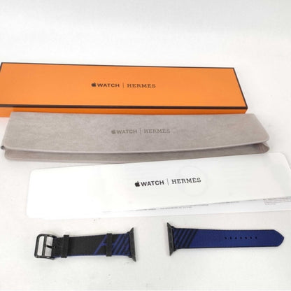Hermes Blue and Black Canvas Apple Watch Band - 40mm