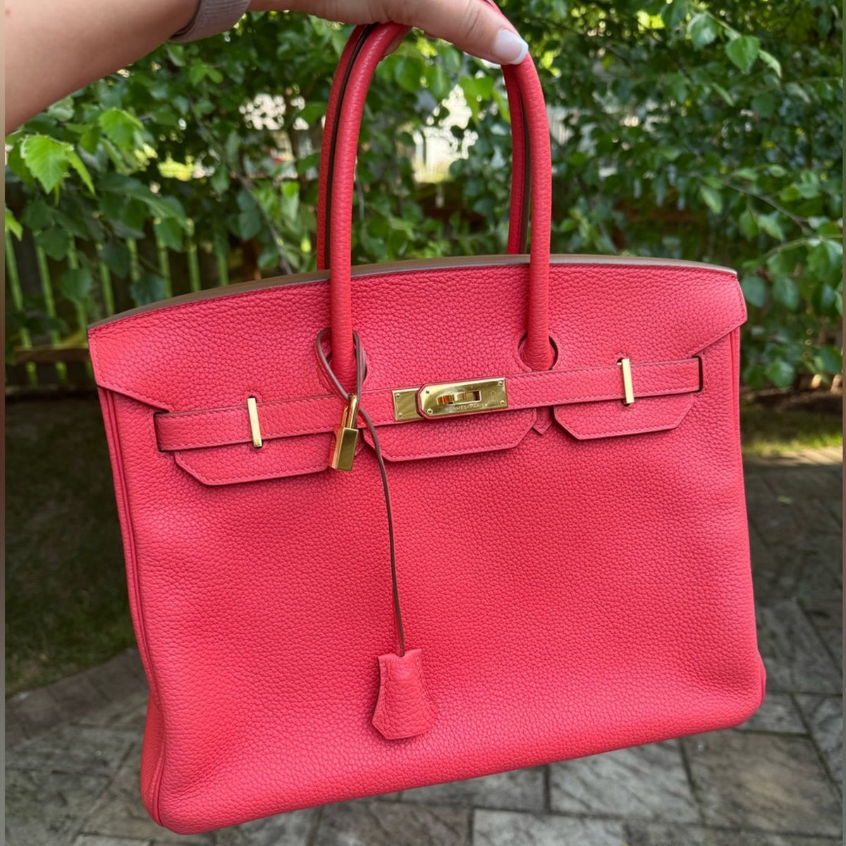 Hermes Birkin 35 Handbag Clemence Leather GHW Rose Jaipur