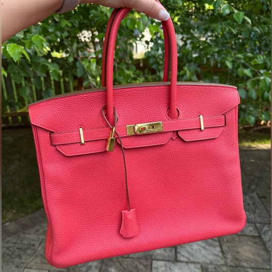 Hermes Birkin 35 Handbag Clemence Leather GHW Rose Jaipur