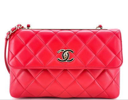 Chanel Red Quilted Lambskin Leather Medium Trendy CC Flap Bag NWT