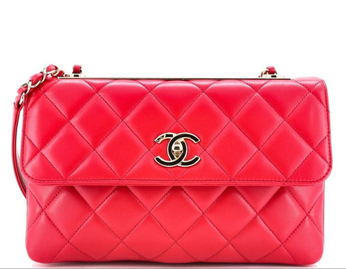 Chanel Red Quilted Lambskin Leather Medium Trendy CC Flap Bag NWT