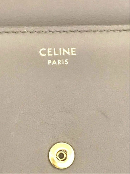 Celine Grey/Brown Leather Small Triomphe Wallet