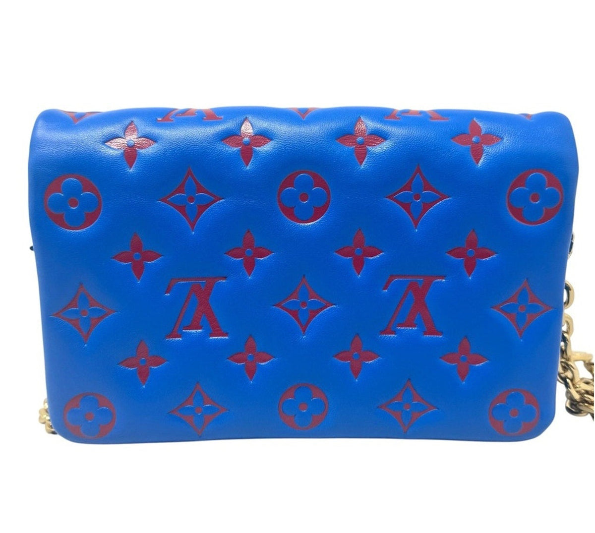 Louis Vuitton Blue/Red Embossed Monogram Pochette Coussin