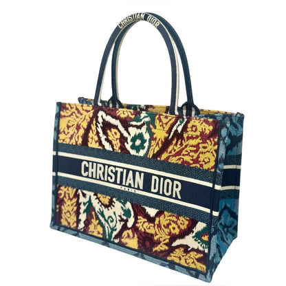 Christian Dior Medium Canvas Embroidered Paisley Book Tote, Blue Multicolor