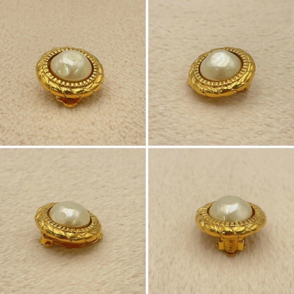 Chanel Gold-Plated Vintage Faux Pearl Clip-On Earrings
