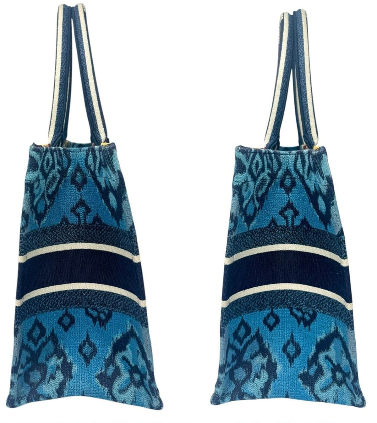 Christian Dior Medium Canvas Embroidered Paisley Book Tote, Blue Multicolor