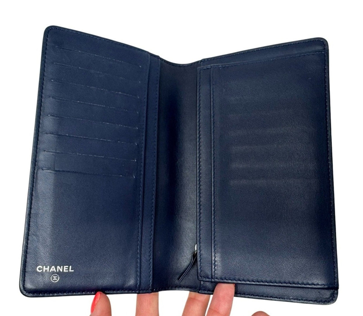 Chanel Navy Quilted Leather Boy Wallet