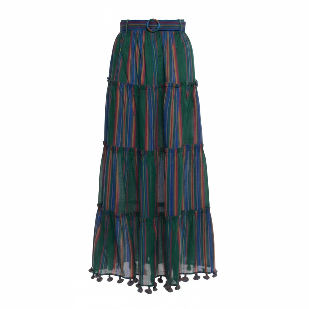 Zimmermann Multicolor Striped Tassel Maxi Skirt - US 10