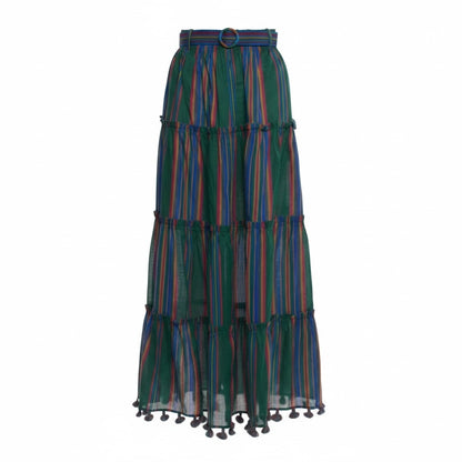 Zimmermann Multicolor Striped Tassel Maxi Skirt - US 10