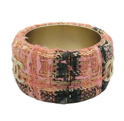 Chanel Pink Tweed CC Bangle Bracelet