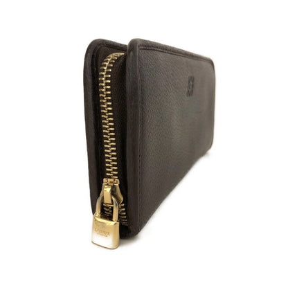 Loewe Dark Brown Leather Anagram Zip Around Wallet