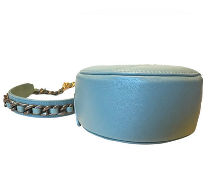 Chanel 19 Teal Lambskin Quilted Round Crossbody Bag