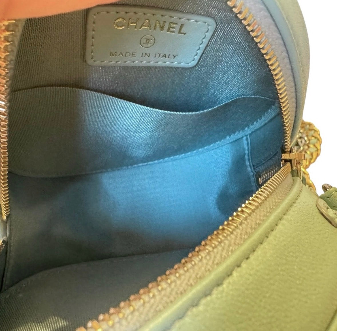 Chanel 19 Teal Lambskin Quilted Round Crossbody Bag
