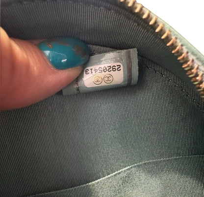 Chanel 19 Teal Lambskin Quilted Round Crossbody Bag