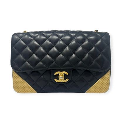 Chanel Black Quilted Calfskin Leather Rock The Corner Medium Flap Bag