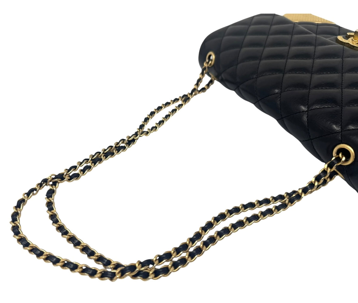 Chanel Black Quilted Calfskin Leather Rock The Corner Medium Flap Bag