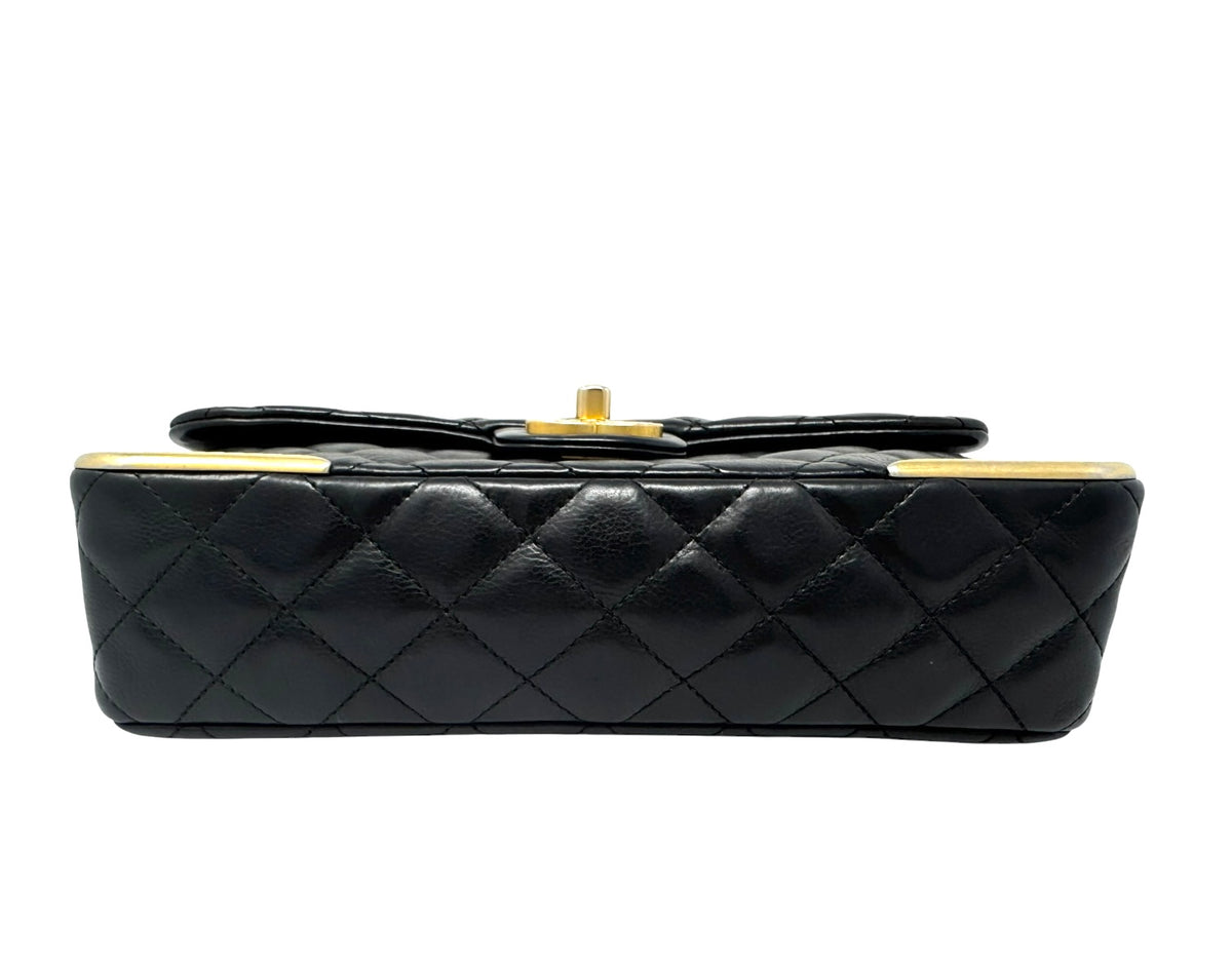 Chanel Black Quilted Calfskin Leather Rock The Corner Medium Flap Bag