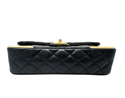 Chanel Black Quilted Calfskin Leather Rock The Corner Medium Flap Bag