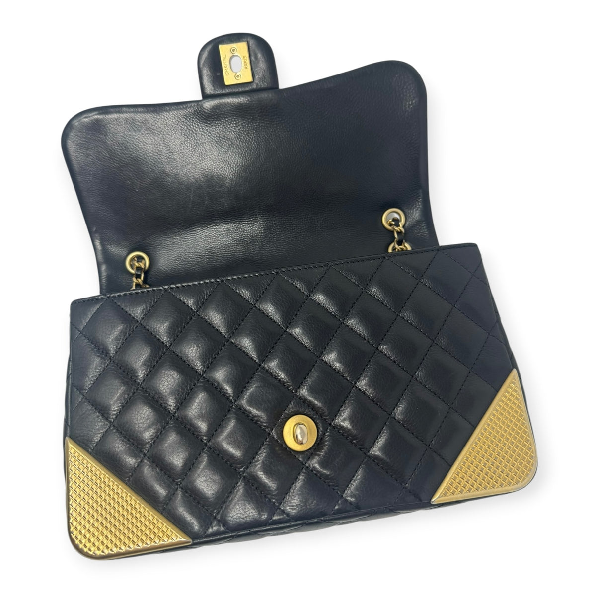 Chanel Black Quilted Calfskin Leather Rock The Corner Medium Flap Bag
